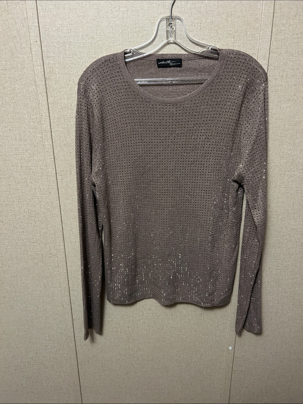 Worthington Metallic Taupe Crewneck Sweater